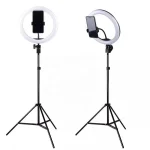 12 inch ring light with phone holder on tripod stand