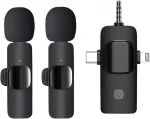 Dual wireless microphone with Type-C, iPhone and 3.5mm receiver