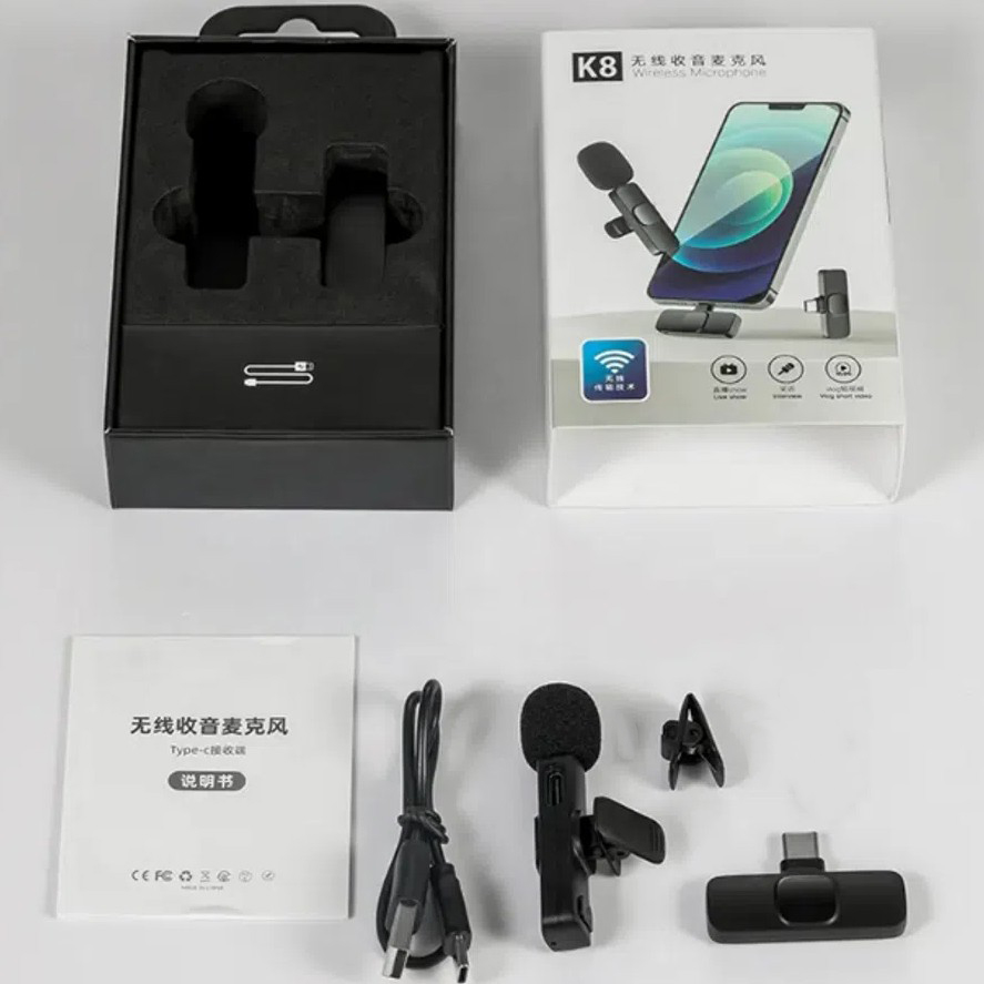 K8 wireless microphone with box and accessories