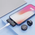 M12 dual wireless microphone receiver plugged into a Type-C phone