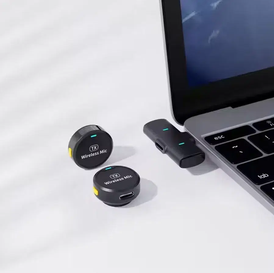 M12 microphone Type-C receiver and two round wireless mics