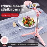 Selfie stick tripod with light for overhead food and product shots