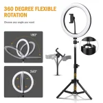 Ring light with tripod stand, adjustable angle for phone holder