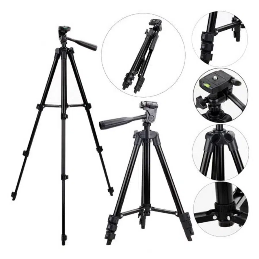Tripod 380A stand with pan head, quick release plate and leg locks
