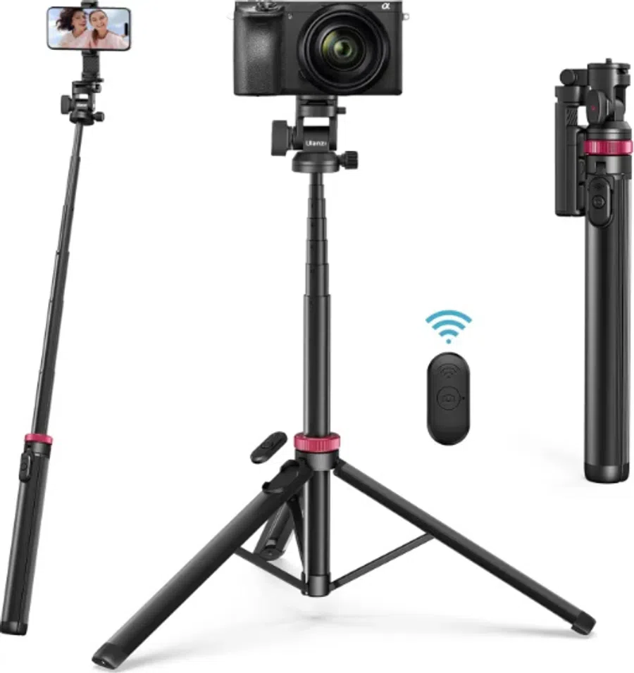 Ulanzi MT-78 extendable tripod with phone, camera and Bluetooth remote, also a selfie stick