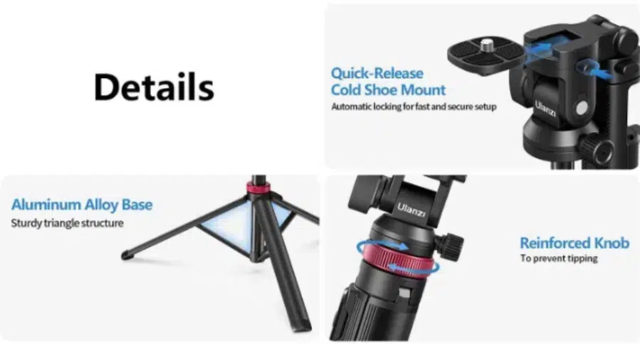 Ulanzi MT-78 quick-release cold shoe mount, reinforced knob and aluminium base