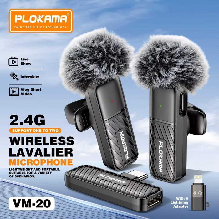 PLOKAMA VM-20 2.4G wireless lavalier microphone with Lightning adapter