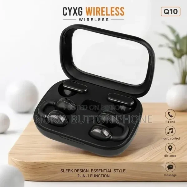 Q10 2 in 1 earbuds black price in Bangladesh